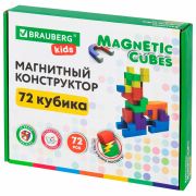 BRAUBERG KIDS, Магнитный конструктор MAGNETIC CUBES «КУБИЧЕСКИЙ», 72 магнитных кубиков,
